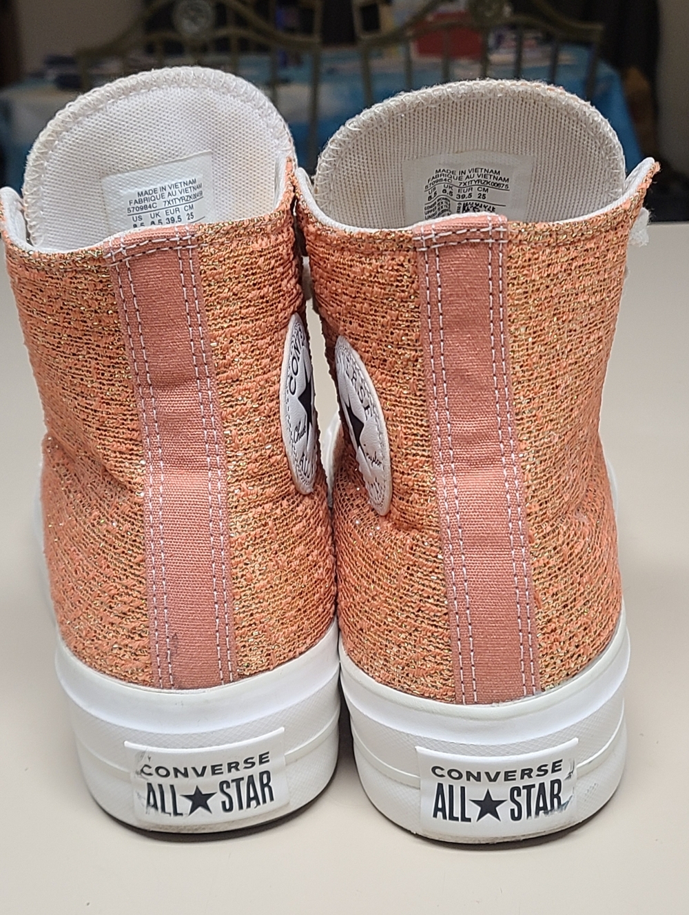 Converse CTAS Lift Metallic glitter platform casual hi top sneakers size 8 1/2 - Picture 7 of 10